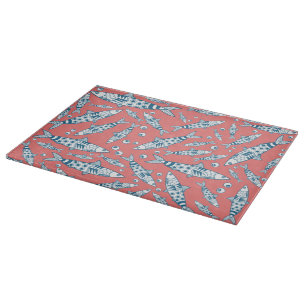 Planche À Découper Portugais Lisbonne Sardines Motif Azulejos rose