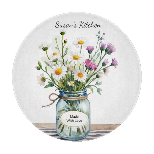 Planche À Découper Pot de fleurs sauvages en bocal Mason (Devant)