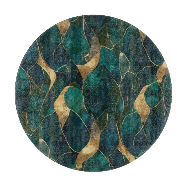 Planche À Découper Pouf rond Abstrait géométrique luxueux (Devant)