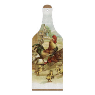 Planche À Découper Poulets de la ferme d'art vintage