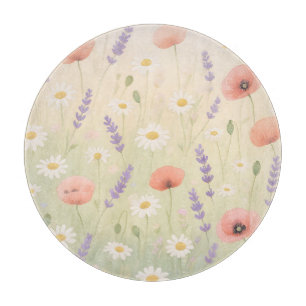 Planche À Découper Prairie de fleurs sauvages pastel en floraison dou