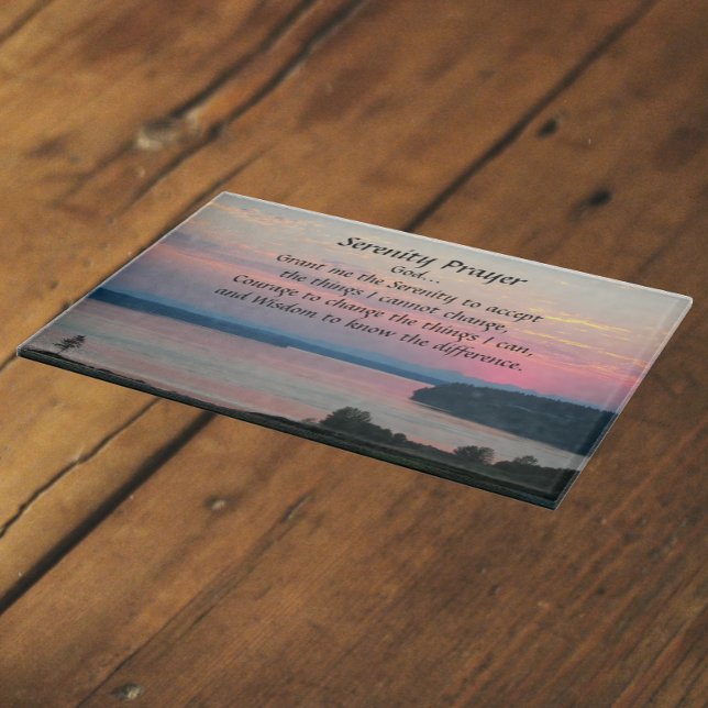 Planche À Découper Prière Serenity Coucher de soleil sur la mer rose (In Situ)