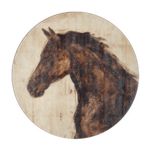 Planche À Découper Profil de cheval sauvage Brown