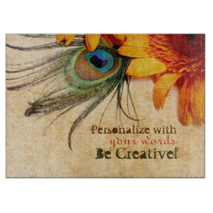 Planche À Découper Psydefx : Gerbera Flower + Peacock Feather