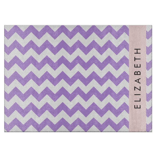 Planche À Découper Purple Zigzag, Purple Chevron, Votre Nom (Devant)