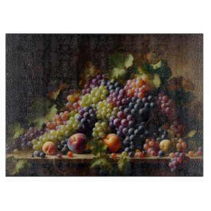 Planche À Découper Raisins et fruits Peinture à vie morte