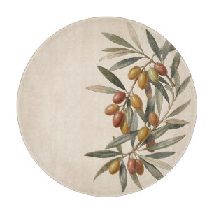 Planche À Découper Rameau d'olive botanique vintage Olives