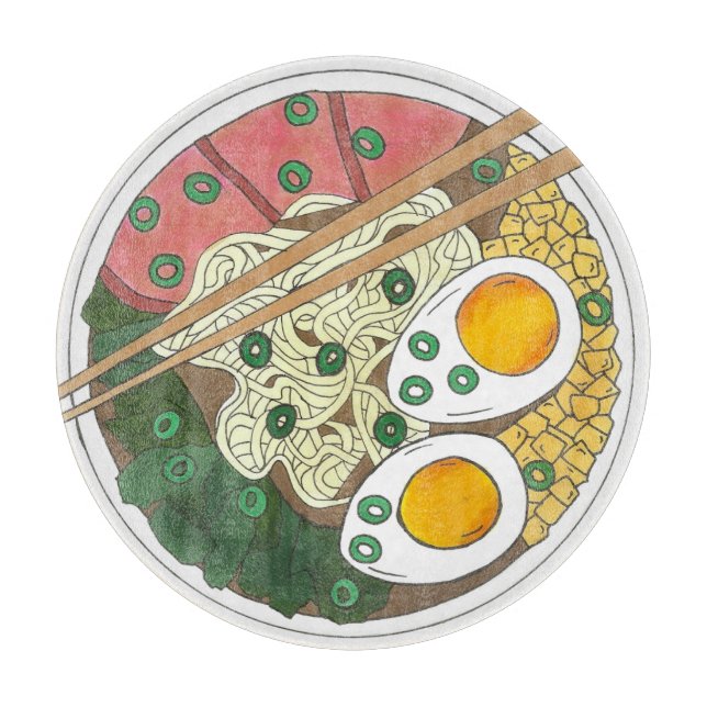 Planche À Découper Ramen Noodles Bowl Restauration Japonaise Foin (Devant)