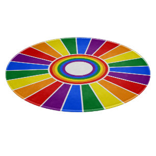 Planche À Découper RAYONS DE BOUTON DE DRAPEAU D'ARC-EN-CIEL + votre