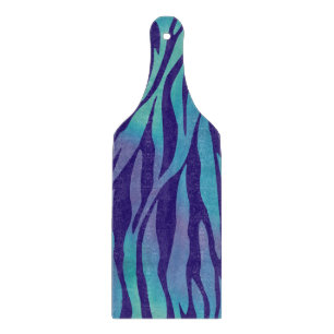 Planche À Découper Rayures de zèbre bleu aqua et violet