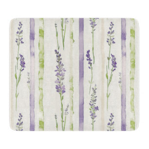 Planche À Découper Rayures Florales Vert Lilas  