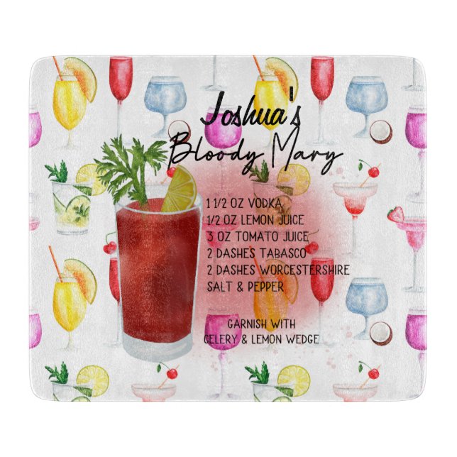 Planche À Découper Recette Cocktail Bloody Mary personnalisée (Devant)