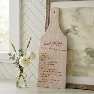 Planche À Découper Recette de famille élégante en écriture manuscrite