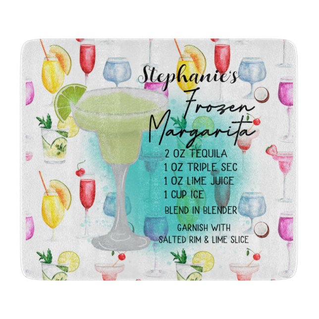 Planche À Découper Recette de Margarita congelée personnalisée (Devant)