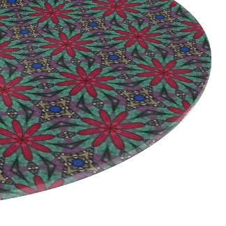 Planche À Découper Red Floral With Green and Blue