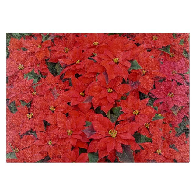 Planche À Découper Red Poinsettias I Christmas Holiday Floral Photo (Devant)