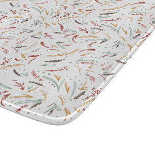 Planche À Découper Red Turquoise & Brown Feuilles et Berry Holiday