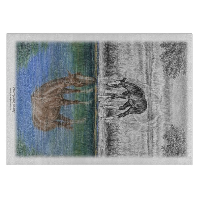 Planche À Découper Réflexion de l'eau du poulal du cheval (Devant)