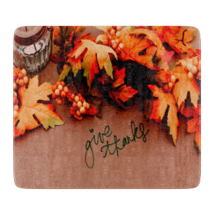 Planche À Découper Remerciez-nous avec les feuilles de automne Thanks