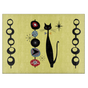 Planche À Découper Retro Atomique Mid-Century Moderne Cool Chat Servi