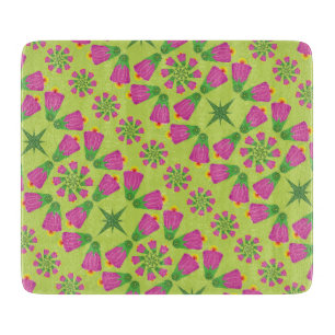 Planche À Découper Retro Bell Flower Mandalas Green Glass Board