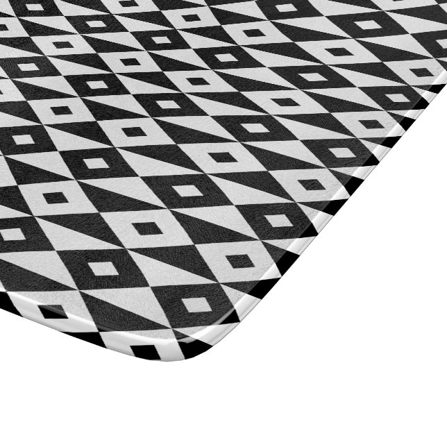 Planche À Découper Retro Black White Lozengs Motif moderne (Coin)