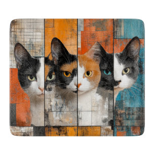 Planche À Découper Retro Cat Cutting Board, Glass Cutting Board