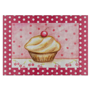 Planche À Découper Retro Cherry Cupcake Kitchen Cutboard Cadeau