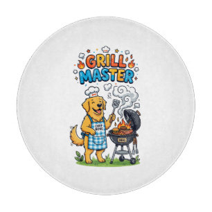 Planche À Découper Rétro Golden Retriever Maître du Grill BBQ Graphiq