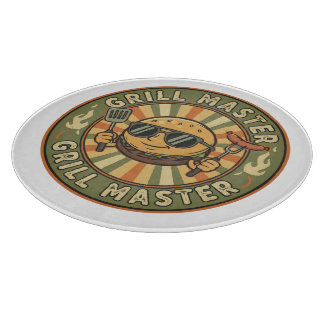 Planche À Découper Retro Grill Master Burger Character BBQ King Vinta