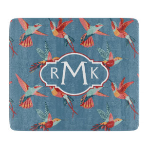 Planche À Découper Rétro monogramme du motif   de colibri