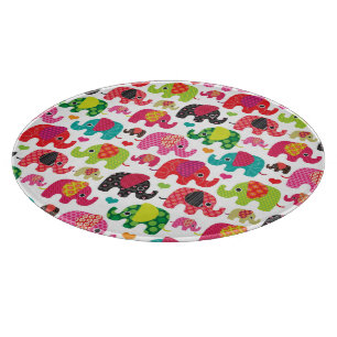 Planche À Découper rétro papier peint de motif d'enfants d'éléphan