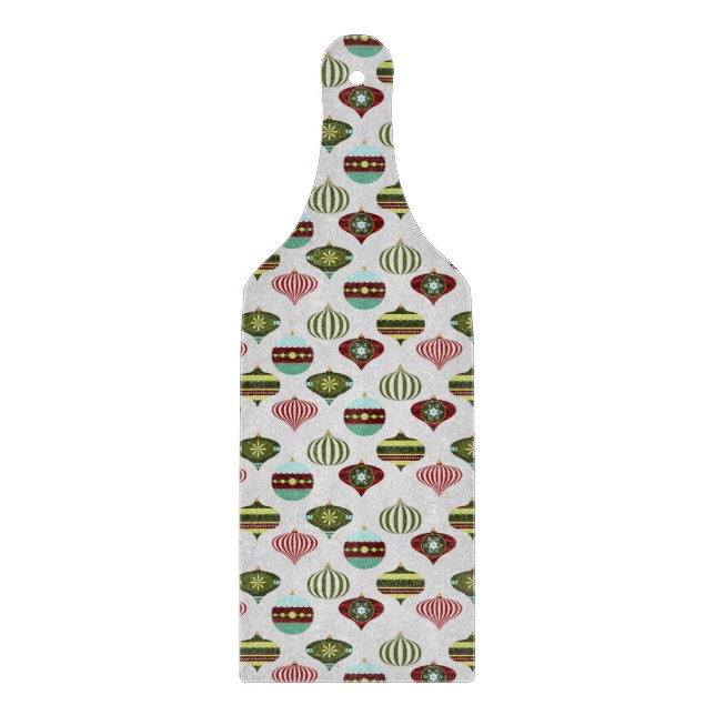 Planche À Découper Rétros ornements blancs d'arbre de Noël (Devant)