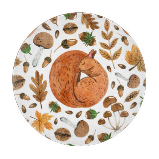 Planche À Découper Rêves d'automne : Aquarelle écureuil paradis