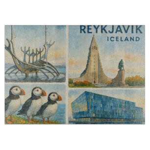 Planche À Découper Reykjavik Islande multivue 