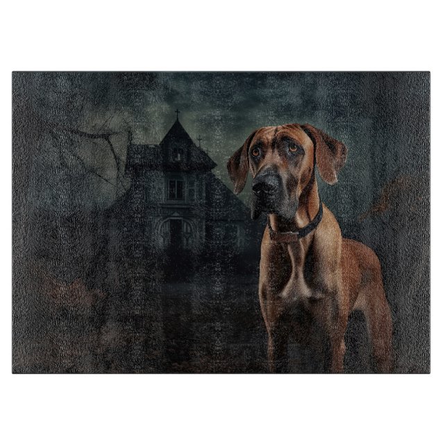 Planche À Découper Rhodesian Ridgeback Halloween effrayant (Devant)