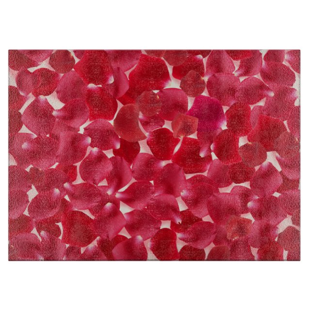 Planche À Découper Romantique Rose Rouge Pétales Cadeau (Devant)