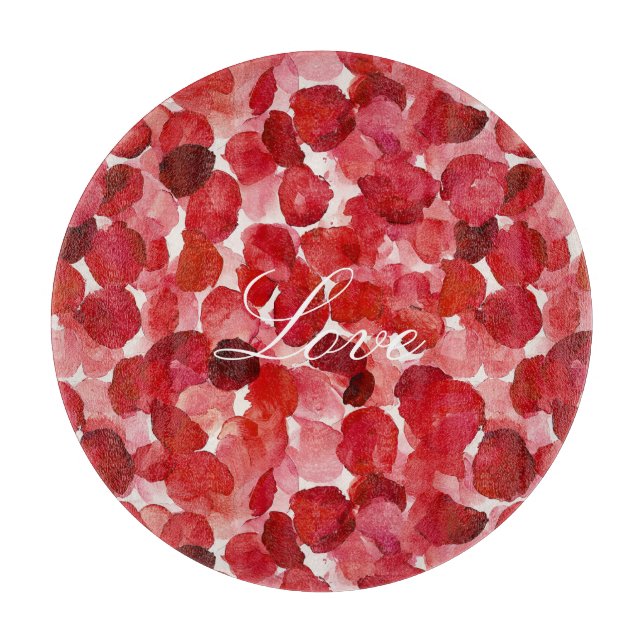Planche À Découper Romantique Rose Rouge Petals Floral Amour (Devant)