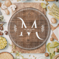 Rond en faux bois rustique et élégant avec monogra