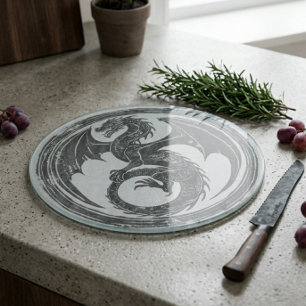 Planche à découper ronde Dragon Fantastique Art mé