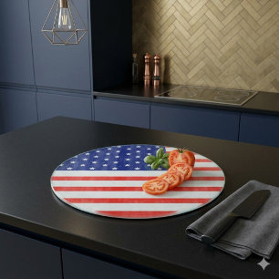 Planche à découper ronde Drapeau américain Patriot