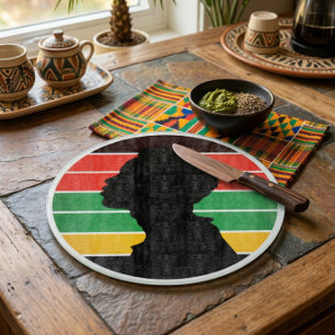 Planche à découper ronde Empowerment noir panafric
