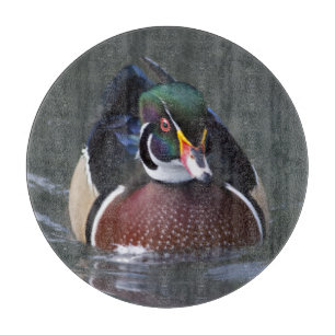 Planche à découper ronde en bois de Canard branchu