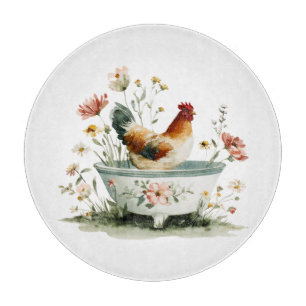 Planche À Découper Rooster rustique et Floral de Hen  