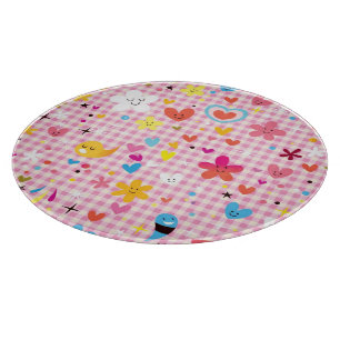 Planche À Découper rose de motif de bande dessinée d'amusement