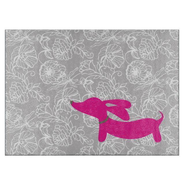 Planche à découper rose de teckel (Devant)