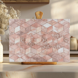 Planche À Découper Rose Gold Pailleté Géométrique Chic Rose Faux
