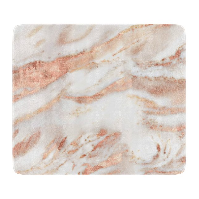 Planche À Découper Rose or en cuivre tendance Marbre métallique (Devant)