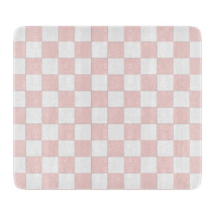Planche À Découper Rose Pâle et Blanc à Damier
