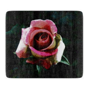 Planche À Découper Rose Peinte à l'Huile